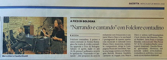Articolo tratto da “La Gazzetta di Modena” del 28 Marzo 2018